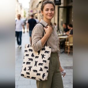 Little Blue House Bear Pattern Tote